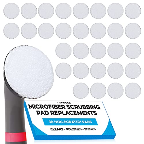 Impresa Microfiber Replacement Scrub Pads - White, Round Tile & Grout for Electric Scrubber, Compatible with Rubbermaid Reveal Power Scrubber - Versatile Cleaning Brush - Reusable Scouring Pads