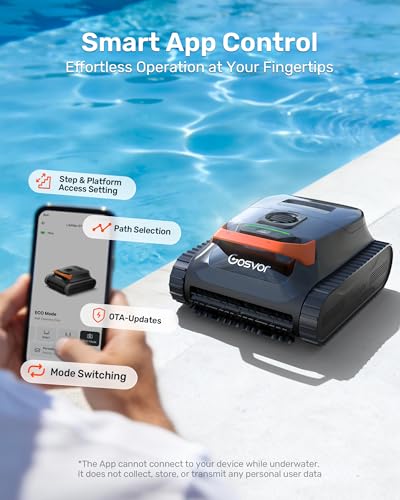 Gosvor LiteVac G1 Pool Vacuum for Inground & Above Ground Pools, Up to 200 Mins, Floor/Wall/Waterline/Shallow Area Cleaning with Smart Navigation, 15.2 lbs Lightweight, Double Filtration, Orange