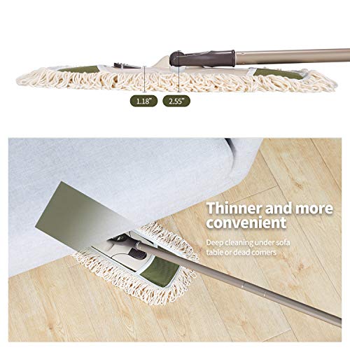 Eyliden Dust Mop, 2 Microfiber Pads, Home Commercial Cleaning, Quick Swap