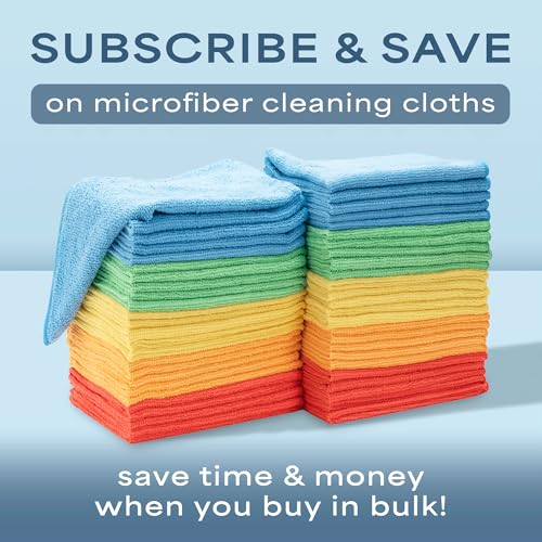 S&T INC. 100 Pack Microfiber Cleaning Cloth, Bulk Towels for Home, Reusable Microfiber Towels for Cars, Cleaning Rags, Assorted, 11.5 Inches x 11.5 Inches, 100 Count