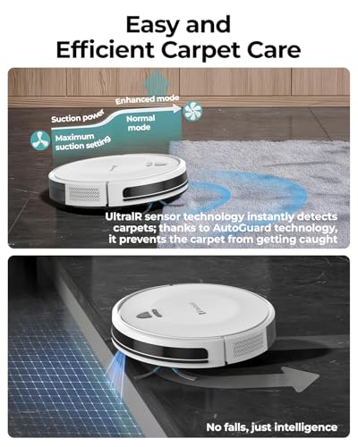 Redroad Robot Vacuums,10KPa Robotic Vacuum Cleaner with Mapping,Lidar Navigation&Obstacle Avoidance,150mins Robot Vacuum with App/Alexa/Remote,Tangle-Free Pet Hair,Self-Charging (White)