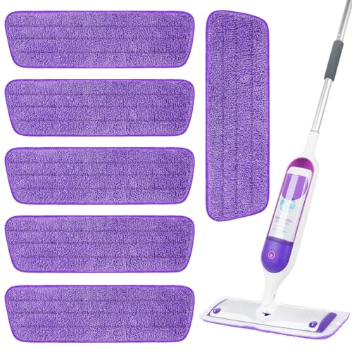 6 Pack Reusable Microfiber Mop Pads for Swiffer PowerMop, 13-16 Inch Spray Mop Replacement Refills, Machine Washable Wet Dry Pads for Hardwood Tile Multi-Surface Cleaning