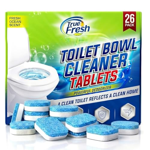 True Fresh Toilet Bowl Cleaner Tablets 26 Pack Deodorizer & Septic Safe Deep Cleaning, Odor Eliminator, Stain Remover for Long-Lasting Freshness Fresh Ocean Scent