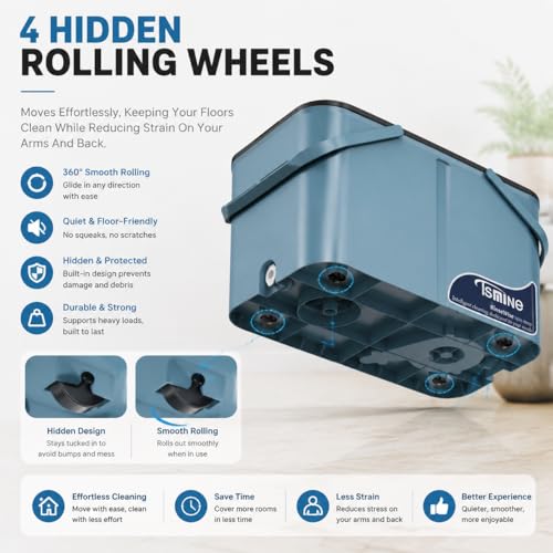 Spin Mop for Large Homes & Big Floor Cleaning, Clean & Dirty Water Separation Mop Bucket for Family & Pet Homes,4-Chamber System, Glide Wheels, Safe for Hardwood & Tile, Adjustable Handle, 6 Mop Heads