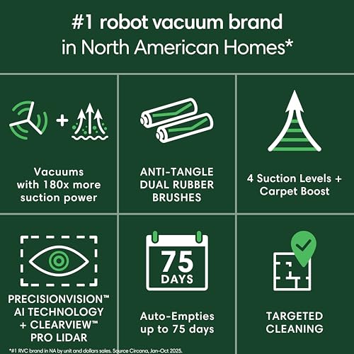 iRobot Roomba Max 705 Robot Vacuum with AutoEmpty Dock, Powerful Suction, Dual Rubber Anti-Tangle Brushes, LiDAR Navigation, Obstacle & Anti-Fall Detection, for Carpet and Hard Floors