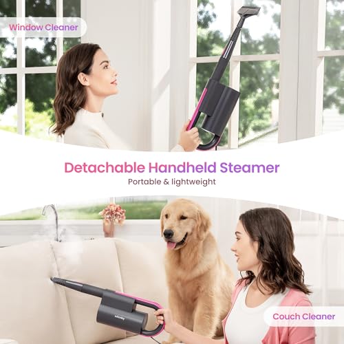 Schenley Steam Mop Cleaner with Detachable Handheld Steamer for Cleaning Hardwood, Laminate Floor, Tiles and Grout, with 14-in-1 Multi-purpose Accessories and Washable Microfiber Pads