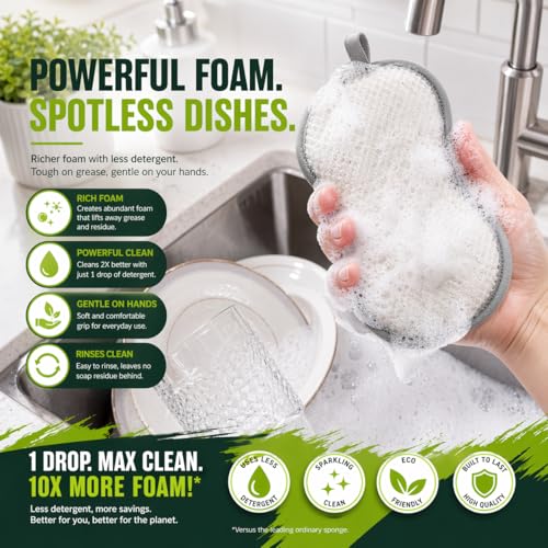 R&C Store Essentials Home Cleaning Bundle Kit, includes Multi-Purpose Soft Cleanser 26 oz + 2 Microfiber Cloths and 1 Non-Scratch Scrub Sponge, Kitchen & Bathroom Cleaning Set