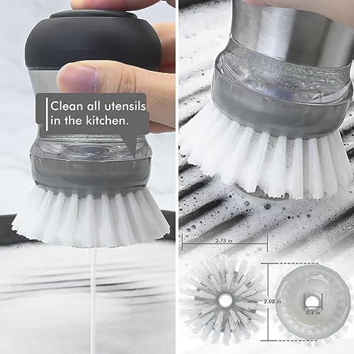 Palm Brush Refills for OXO Steel Soap Dispensing Dish Brush - 4 Pack Cleaning Replacement Brush Head for OXO Palm Brush(Grey)