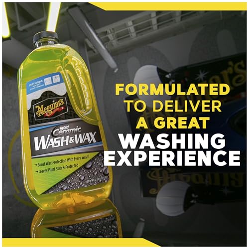 Meguiar's Hybrid Ceramic Wash & Wax - Sophisticated Car Wash Gently Cleans and Adds Shine and Slickness While Boosting Paint with Hybrid Ceramic Wax and Extreme Water Beading - 48oz
