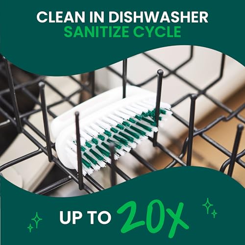 Scotch-Brite Small Utility Brush, Long Lasting Dish Brush with Handle for Scrubbing Cookware, Hands, Tile, Grout, Cutting Boards, and Utensils without Scratching, Antimicrobial, and Rinses Clean