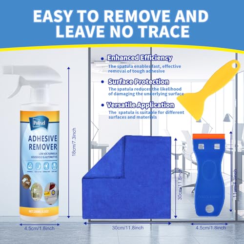 POLIXEL Adhesive Remover for Car - Goo & Glue Remover Sticker & Decal Residue Cleaner for Car Paint, Glass, Metal & Plastic - Removes Glue, Tape, Tar, Label & Sticky Gunk - 6.8oz