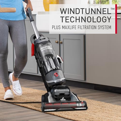 Hoover High Performance Swivel XL Vacuum Cleaner, Bagless Upright Vacuum, HEPA Media Filtration, MaxLife System, WindTunnel Technology, Corded Vacuum Cleaners for Home Use
