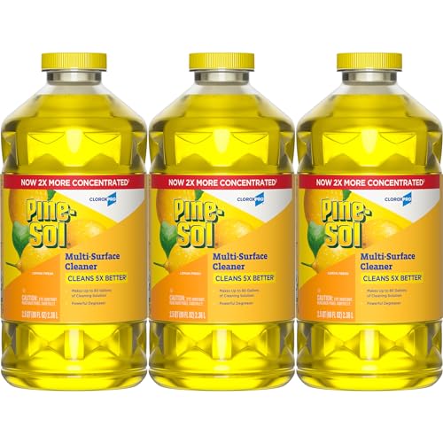 CloroxPro Pine-Sol Multi-Surface Cleaner, Clorox All Purpose Cleaner, Tackles Allergens, Odor, Dirt, Grime and Grease, Lemon Fresh, 80 fl. oz., Pack of 3