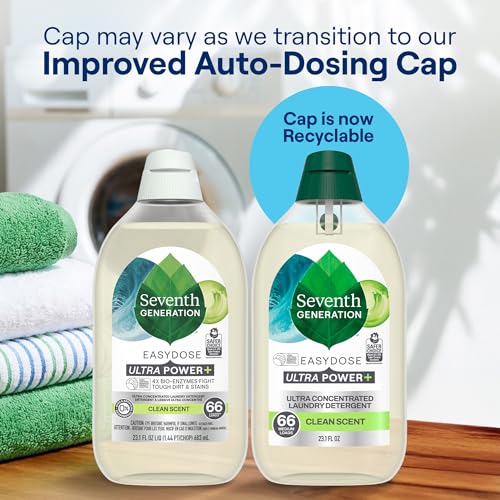 Seventh Generation Laundry Detergent Ultra Concentrated Clean Scent oz 2 Pack 132 Loads, Clear, Power Plus, 23.1 Ounce