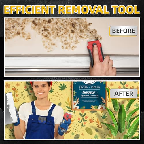 DIYSELF 1 Pack Razor Blade Scraper with 15 Extra Blades, Scraper Tool for Cleaning Window, Paint, Cooktop, Oven, Glass Stove Top Scraper, Razor Scraper with Buit-In Blade Storage