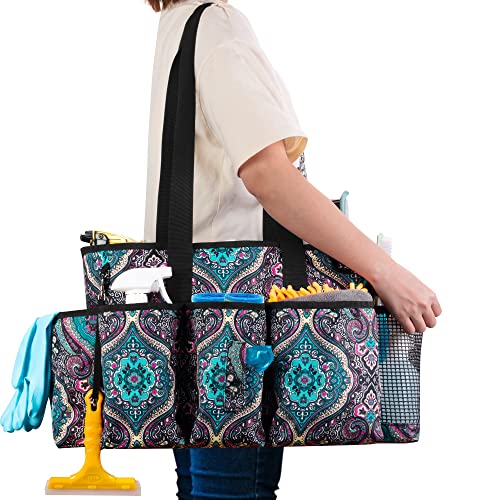 LoDrid Professional Cleaning Tote Caddy for Cleaning Supplies, Cleaning Bag Organizer with Dividers and Handle Strap for Housekeepers Work, Totem, (Bag Only)