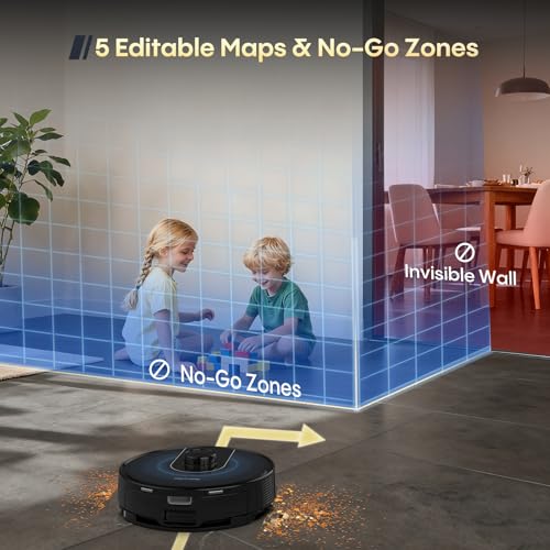 Bagotte Robot Vacuum and Mop Combo, 6000Pa Robotic Vacuums with Mapping, LiDAR Navigation,Automatic Self-Recharging, 2.4G WiFi/App/Alexa/Remote Control for Pet Hair,Hard Floor,Carpet