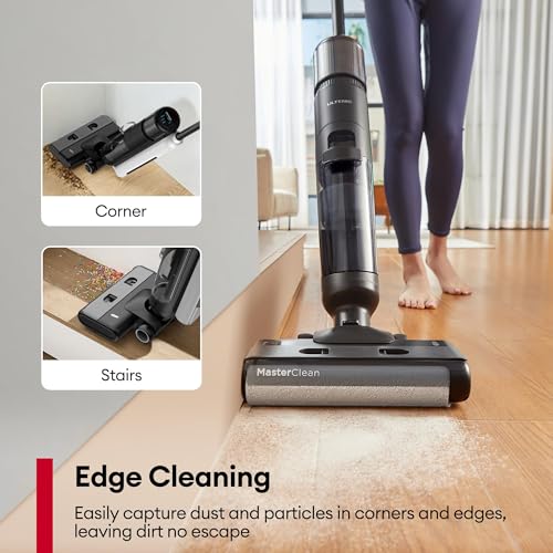 Ultenic Wet Dry Vacuum Cleaner, Cordless Vacuum Mop Combo with Self-Cleaning, 50min Runtime, Smart Mess Detection, Edge Cleaning, LED Display, 3-in-1 Floor Cleaner Machine for Hard Floor, Black＆White