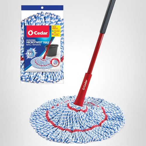 O-Cedar MicroTwist MAX Microfiber Twist Mop with 1 Extra Refill | Features Hands-Free Wringing | Extra Large 18-Inch Mop Head | Safe on All Floor Types