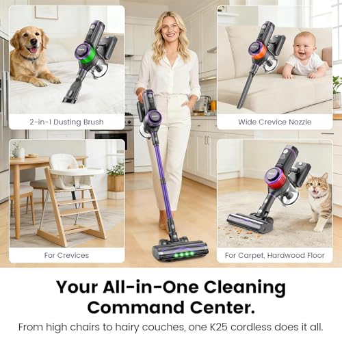 Airpher Cordless Vacuum Cleaner,75Min Runtime,600W 65KPA Dual Motor Pet Hair Vacuum for Home with AI Auto Suction,Stick Vacuums with Self-Standing Design,for Carpet,Hardwood Floors,Gift Ideas for Her