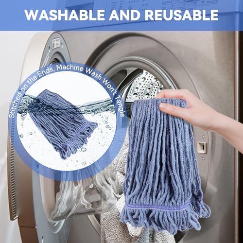 Commercial Heavy Duty Mop Heads Replacement for Rubbermaid: 3 Packs Industrial Wet Mop Head for Floor Cleaning - Commercial Products Looped End String Head Refills