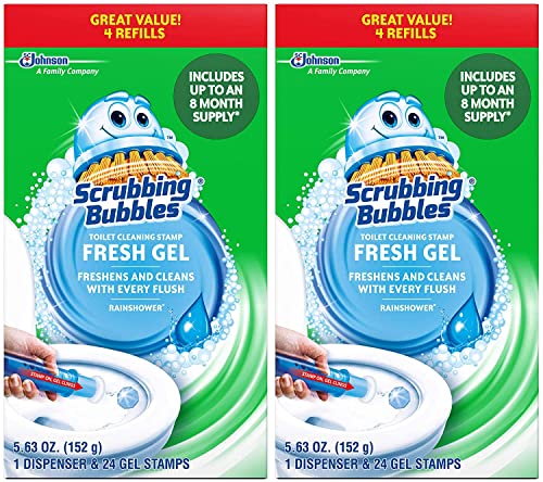 Mega Value Scrubbing Bubbles Toilet Cleaning Gel Fresh, 2 Dispensers, 8 Refills, 48 Gel Stamps, 10.72oz