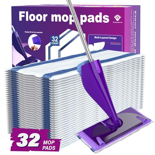 Wetjet Pads Refills, 32 Count Disposable Mop Pad Refills for Swiffer Wet Jet Mops, Thickness, Absorbent for Household Cleaning & Suit All Multi-Surface