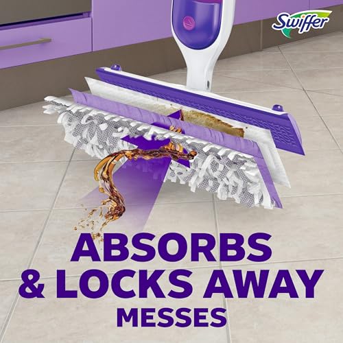 Swiffer PowerMop Mopping Kit for Floor Cleaning, Set Includes 1 Power Mop, 2 Replacement Pads, 1 Liquid Solution Refill, 2 Batteries, No Bucket Needed Electric Spray Cleaner, Multi-Surface and Wood