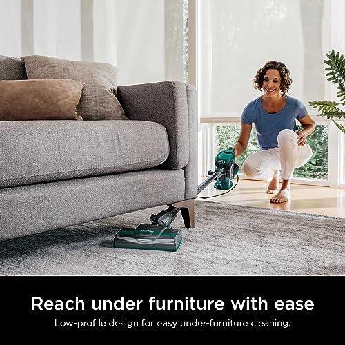 Shark CS110 Ultra Lightweight Corded Stick Vacuum with Easy Empty Cup, Fingertip Controls, Powerful Suction and Advanced Swivel Steering Over Hardwood Or Carpet (Emerald) (Renewed)