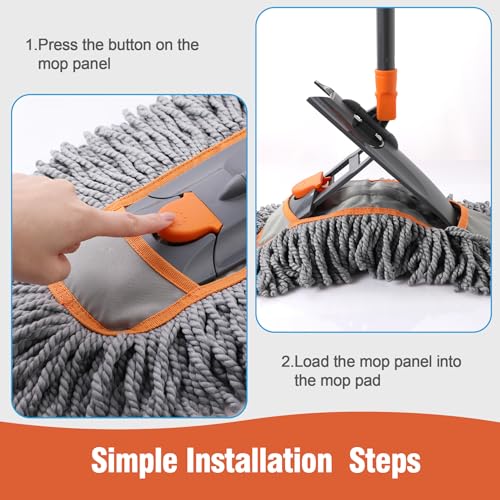 CLEANHOME Microfiber Dust Mop for Hardwood Floor Cleaning, Dry and Wet Baseboard and Floor Duster, Household Cleaning Tool for Kitchen, Bathroom