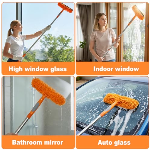Lemosyu Professional 67" Window Squeegee, 3-in-1 Rotatable Squeegee for Window Cleaning with Extension Poles, Window Cleaner Tool Kit for Indoor & Outdoor High Windows and Car Glass
