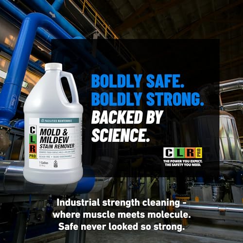 CLR PRO Heavy Duty Bleach-Free Mold & Mildew Stain Remover - Works on Tile, Wood, Concrete, Glass, and More, 1 Gallon Bottle