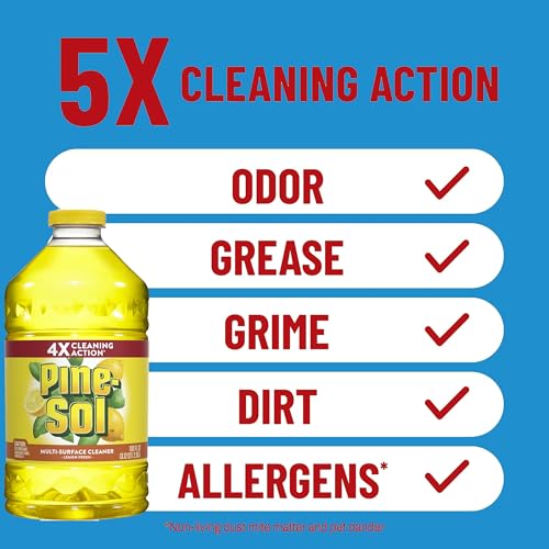 Pine-Sol Multi Surface Cleaner, Lemon Fresh Scent, All Purpose Cleaner and Degreaser for Kitchen and Bathroom, 100 oz Each, Plus Microfiber Cloth