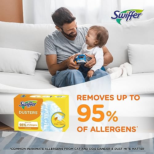 Swiffer Dusters Refill for Cleaning, Made by SWIFFER, Feather & Microfiber Duster Disposable Alternative, for Dusting Furniture, Blinds, Ceiling Fans, Walls, Helps Remove Allergens, Unscented, 18ct