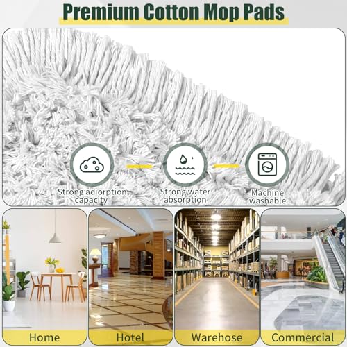 BUVE 24 Inch Commercial Dust Mop Heavy Duty, Dry Wet Dust Broom