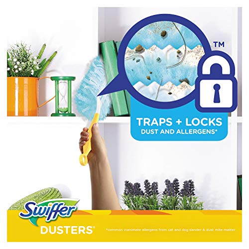 Swiffer 21459CT Refill Dusters, Dust Lock Fiber, Light Blue, Unscented, 10/Box, 4 Box/Carton