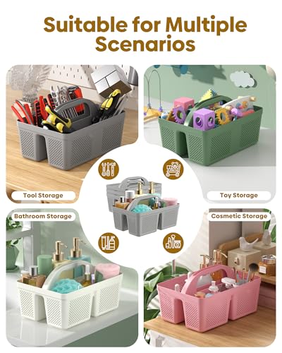 MLIKLU 4 Pack Portable Shower Caddy, Integrated Handle, Reinforced Plastic, Organizer Storage Bathroom Supplies and Beauty Products, Cleaning Supplies, Shower Basket for Home, Dorm, Shelf and Cabinet