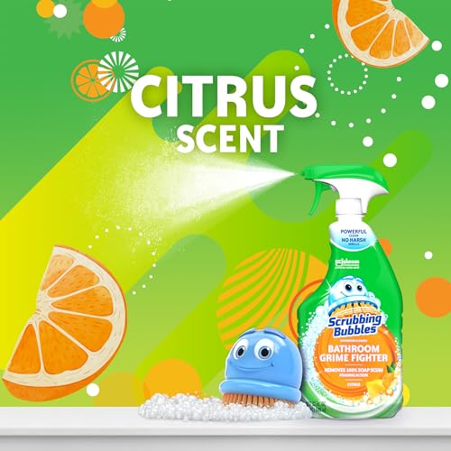 Scrubbing Bubbles Bathroom and Shower Cleaner Disinfectant Spray, Bathroom Grime Fighter, Citrus Scent, 32oz