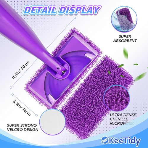 KeeTidy Wet Jet Pads Compatible with Swiffer Wetjet, Reusable Wet Jet Refill for Hardwood and Floor Spray Mop, Upgraded Fiber Mop Pads for Deep Cleaning (3 Pack)
