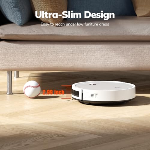 ILIFE V2 Robot Vacuum Cleaner, Tangle-Free Suction, 120 Mins Runtime, Slim, Self-Charging Robotic Vacuum Cleaner, Ideal for Pet Hair and Hard Floors
