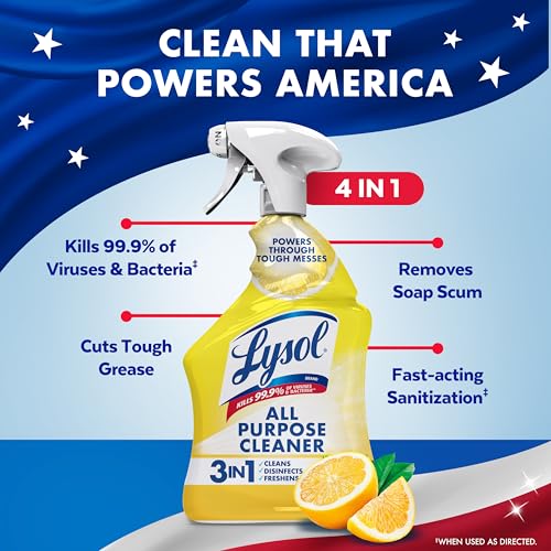Lysol All Purpose Cleaner Spray, Multi-Purpose Disinfecting Spray, Kitchen & Bathroom Cleaner, Lemon Breeze Scent, 32 Fl Oz (Pack of 2)