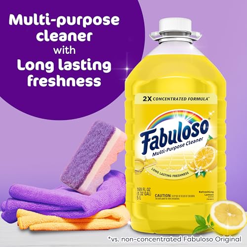 Fabuloso 2X Multi-Purpose Cleaner, No Rinse Floor Cleaner, Long-Lasting Freshness, Refreshing Lemon Scent, 169 fl oz