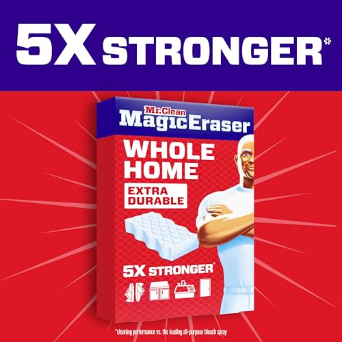 Mr. Clean Magic Eraser Sponge, All Purpose Cleaner, Cleaning Scrubber, Wall, Sneaker, Kitchen, Bathroom Cleaner, Shower Cleaning Supplies, Melamine Sponge, Cleaning Pads, Whole Home Extra Durable, 2ct