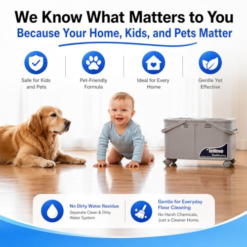 Compact Spin Mop for Apartments & Small Spaces, Clean & Dirty Water Separation Mop Bucket for Pet Owners & Daily Cleaning,360° Swivel Wheels, Safe for Hardwood & Tile, Adjustable Handle, 6 Mop Heads