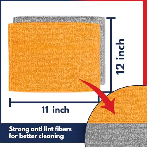 USANOOKS Microfiber Cleaning Cloth - 8 Pcs 12"x11" - High Performance - 1200 Washes, Ultra Absorbent Towels Weave Grime & Liquid for Streak-Free Mirror (Pack of 8)