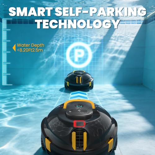 Y20 Robotic Pool Cleaner, Cordless Pool Vacuum for Above Ground & Inground Flat Pools with Dual Motors, 130 Min Runtime, Auto-Parking, Powerful Pool Vacuum Robot for Up to 1200 Sq.Ft