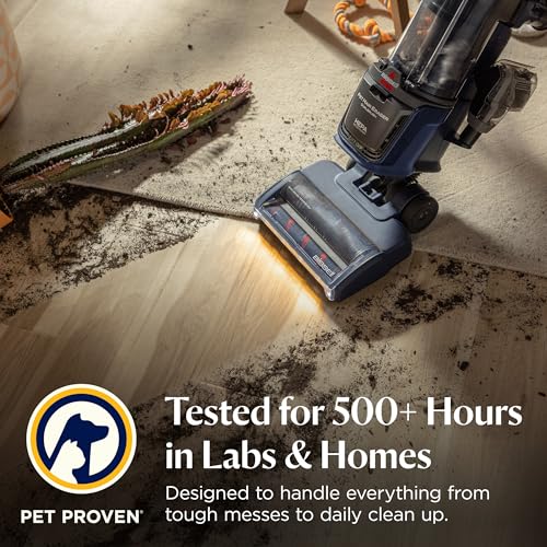 Bissell Pet Hair Eraser DualBrush Upright Vacuum with Two Brush Rolls, DualBrush Self-Cleaning Technology, HEPA Sealed Allergen System, Bright FurFinder Headlights, Lift-Off Pod, 42943