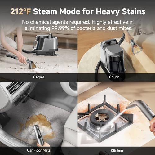 Uwant 18Kpa Carpet Cleaner Machine with 3 System Powerful Suction Upholstery Cleaner Machine for Pet with Oxy Pro Solution Set of 1