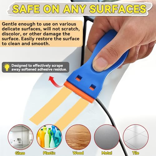 Nexkayee Adhesive Remover, Multipurpose Sticker and Label Cleaner, Surface-Safe Glue Remover with Plastic Scraper, Quickly Removes Decals, Tape Residue, Gum, Tar and Grease, 4.06 fl oz (120ml)