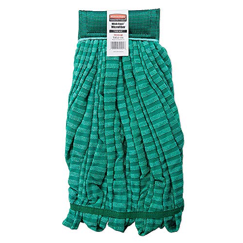 Rubbermaid Commercial Products Web Foot® Medium 20 Ounce Microfiber Tube Wet Mop 5" Headband Green for General Purpose Floor Cleaning Abrasive Cleaning and Heady-Duty Scrubbing